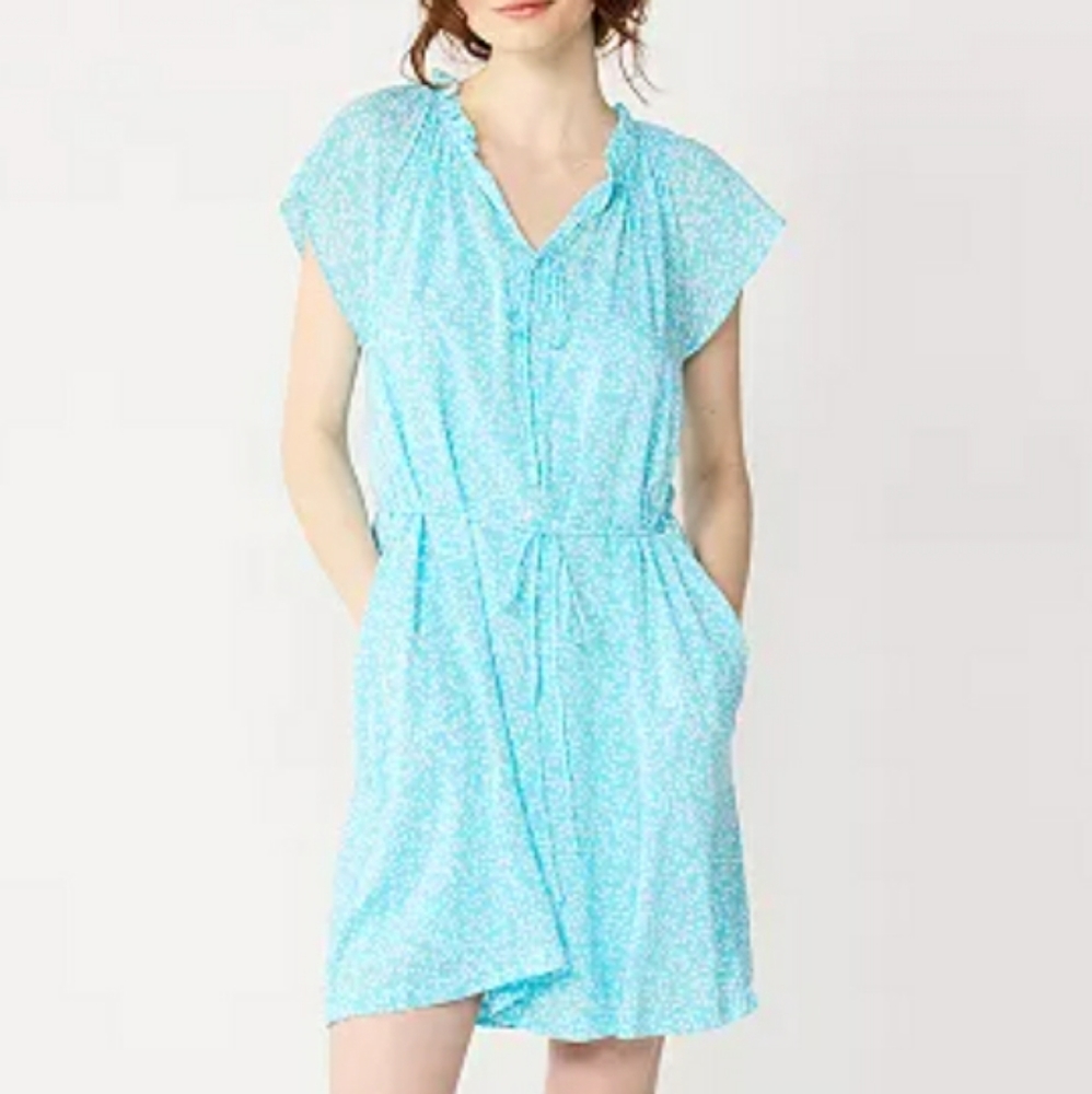 DRAPER JAMES RSVP Keyhole Flutter Sleeve  Floral Dress A Line Flowy Sz S